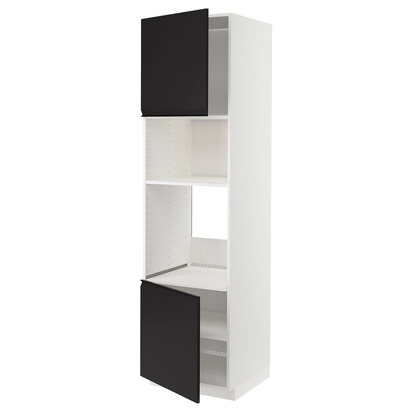 Кухонный шкаф-пенал - IKEA METOD/МЕТОД ИКЕА, 220х60х60 см, белый/черный