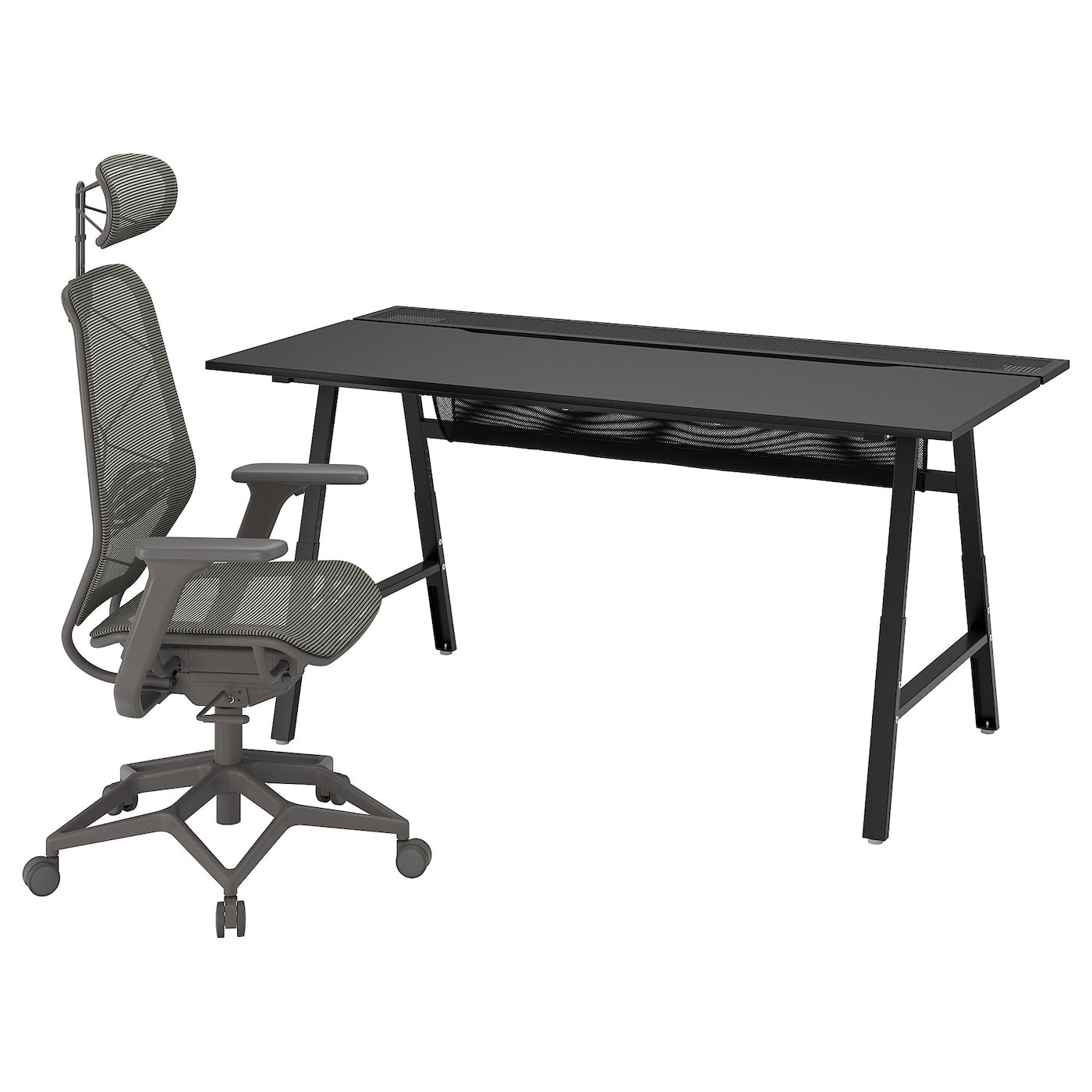 Игровой стол и стул - IKEA UTESPELARE/STYRSPEL, черный, 166х79х9 см, УТЕСПЕЛАРЕ/СТИРСПЕЛ ИКЕА