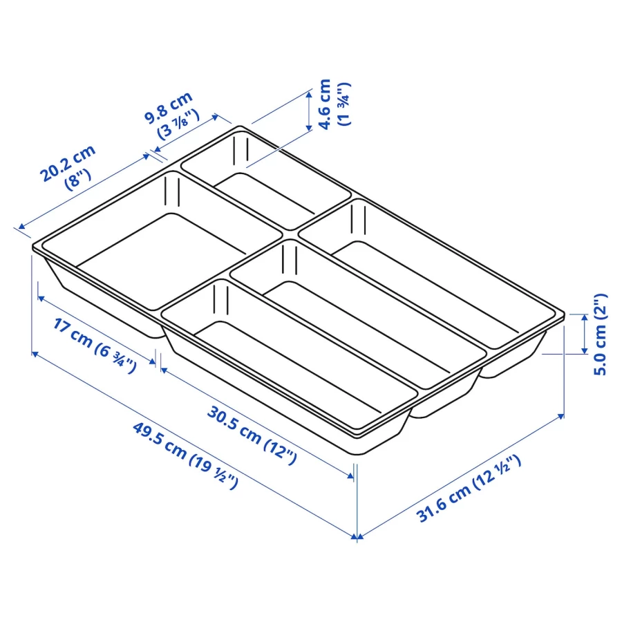 Лоток для столовых приборов - IKEA UPPDATERA, 32х50 см, белый, УППДАТЕРА ИКЕА (изображение №5)