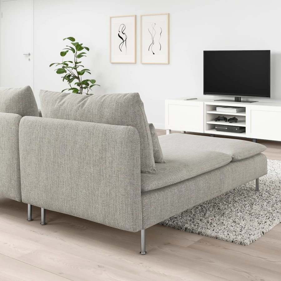 2-местный диван - IKEA SÖDERHAMN/SODERHAMN, 99x186см, серый/светло-серый, СЕДЕРХАМН ИКЕА (изображение №3)