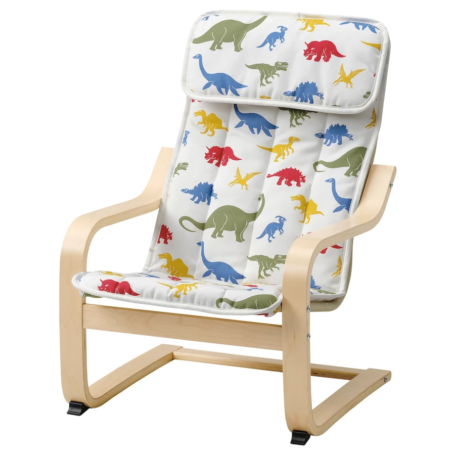 Детское кресло - IKEA POÄNG/POANG/ПОЭНГ ИКЕА, 47х56х68 см, под беленый дуб (изображение №1)