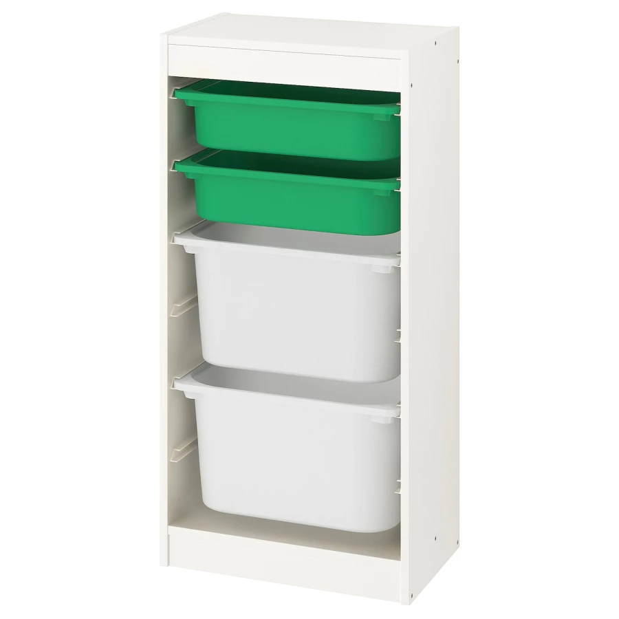 Стеллаж - IKEA TROFAST, 46х30х94 см, белый/зеленый, ТРУФАСТ ИКЕА (изображение №1)
