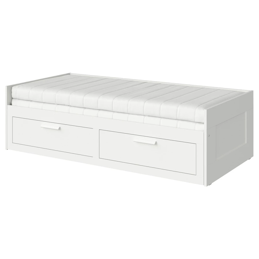 Кушетка с 2 ящиками - IKEA BRIMNES/БРИМНЕС ИКЕА, 57х205х86 см, белый (изображение №1)