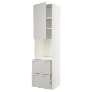 Высокий шкаф с ящиками - IKEA METOD/MAXIMERA/МЕТОД/МАКСИМЕРА ИКЕА, 240х60х60 см, белый/серый
