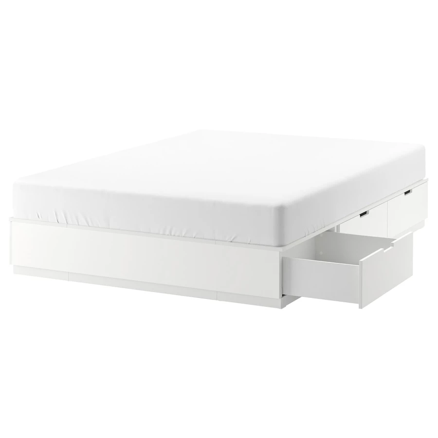 Каркас кровати с выдвижными ящиками - IKEA NORDLI, 200х140 см, белый, НОРДЛИ ИКЕА (изображение №1)