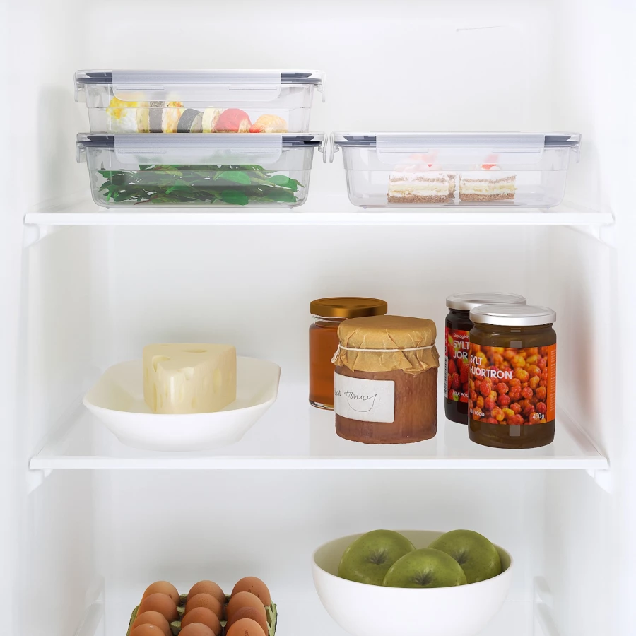 Набор контейнеров для продуктов с крышкой, 3 шт. - IKEA 365+, 1 л, пластик, ИКЕА 365+ (изображение №3)