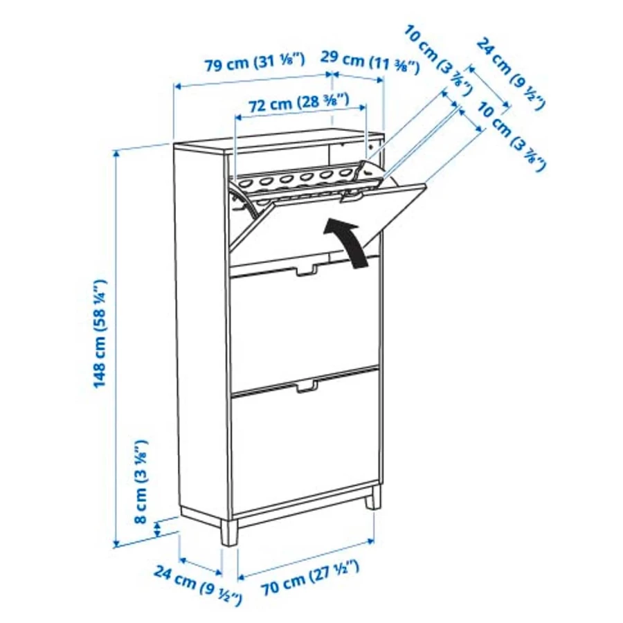 Обувница - IKEA STÄLL/STALL/СТЭЛЛ ИКЕА, 148х29 см, белый (изображение №6)