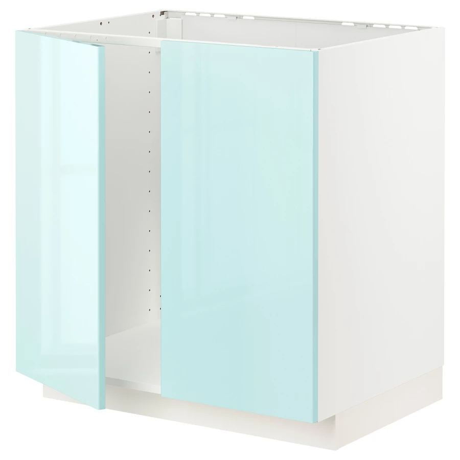 Шкаф под раковину/2 дверцы - METOD IKEA/ МЕТОД ИКЕА, 88х61,8  см. белый/голубой (изображение №1)