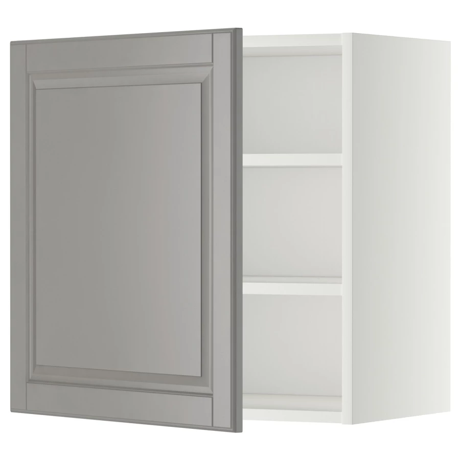 Настенный шкаф с полками - IKEA METOD/ МЕТОД ИКЕА, 60x60 см, белый/серый (изображение №1)