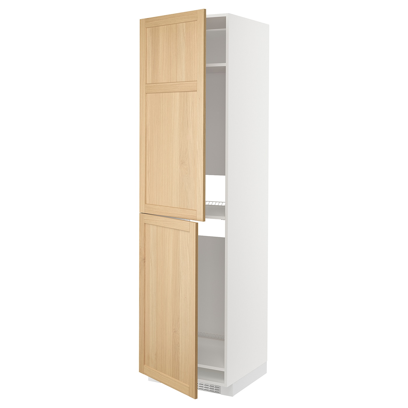 Высокий кухонный шкаф - IKEA METOD/МЕТОД/ ИКЕА, 220х60х60 см, белый/светло-коричневый
