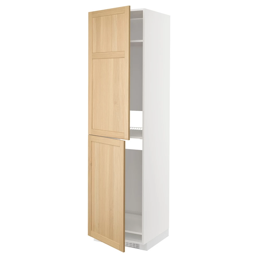 Высокий кухонный шкаф - IKEA METOD/МЕТОД/ ИКЕА, 220х60х60 см, белый/светло-коричневый (изображение №1)