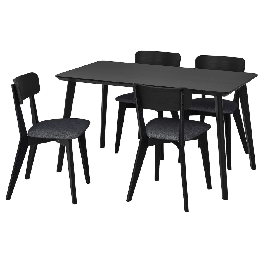 Стол и 4 стула - LISABO IKEA/ ЛИСАБО ИКЕА, 140х78 см , черный (изображение №1)
