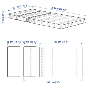 Второе фото. Матрас для раздвижной кровати - ÖMSINT IKEA/ ОМСИНТ ИКЕА, 80х200 см, белый