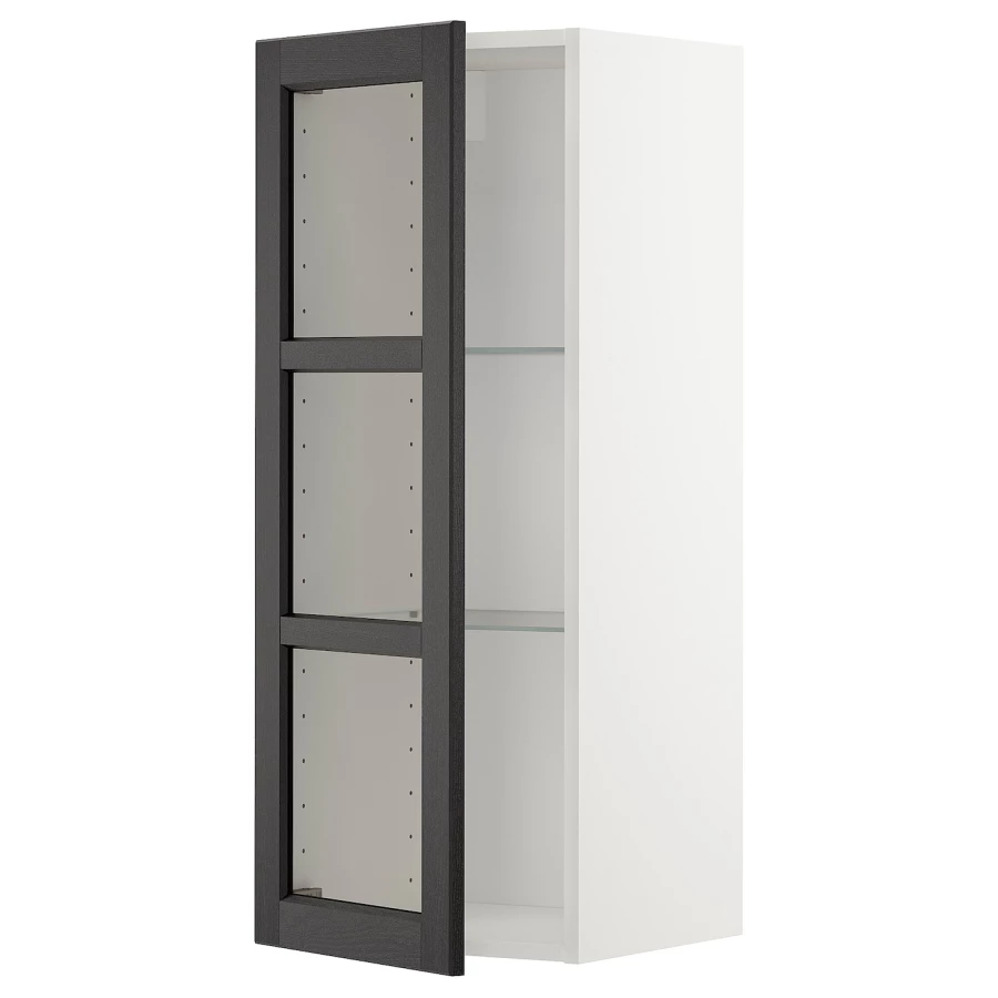Шкаф со стеклянными дверцами  - METOD  IKEA/  МЕТОД ИКЕА, 100х40 см, белый/черный (изображение №1)