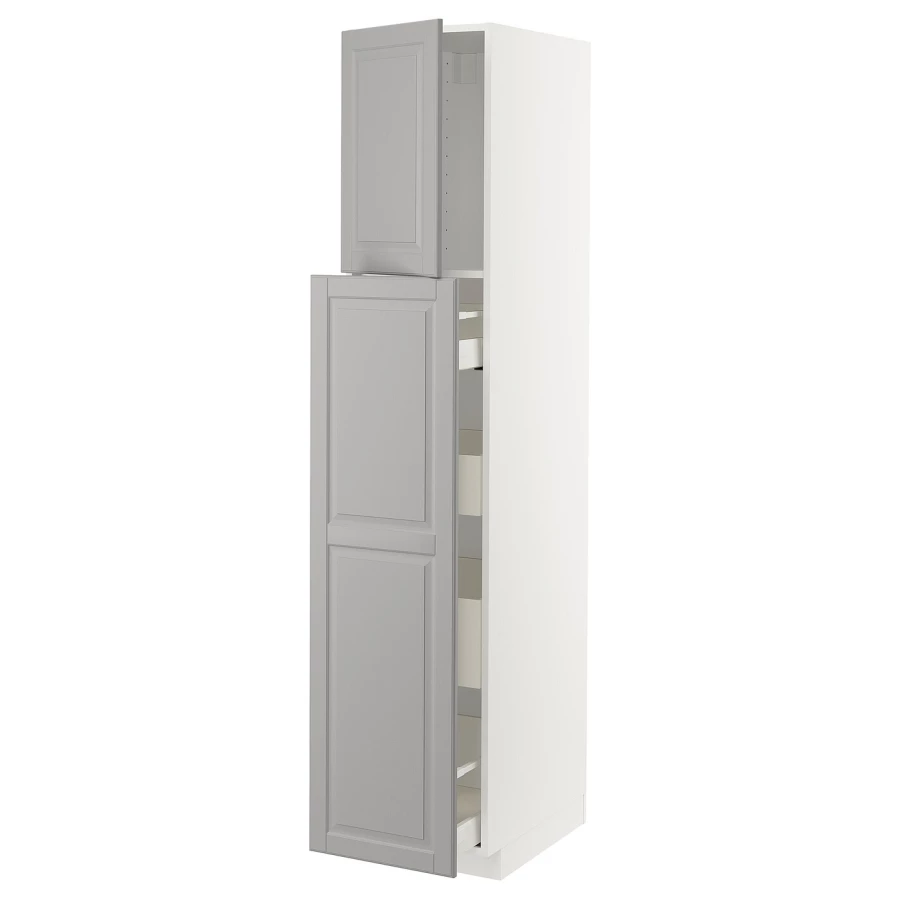 Высокий шкаф - IKEA METOD/MAXIMERA/МЕТОД/МАКСИМЕРА ИКЕА, 200х60х40 см, белый/серый (изображение №1)