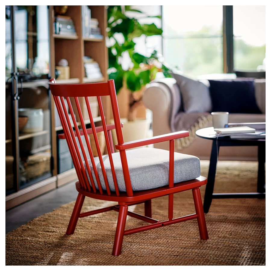 Кресло - IKEA PERSBOL, 69х70х84 см, коричнево-красный/серый, ПЕРСОБОЛ ИКЕА (изображение №3)