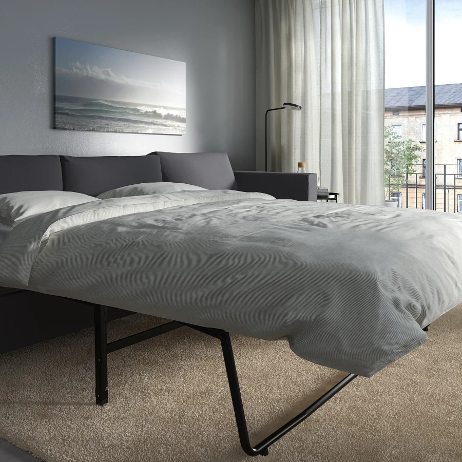 3-местный диван-кровать - IKEA VIMLE, 98x261см, темно-серый, ВИМЛЕ ИКЕА (изображение №4)