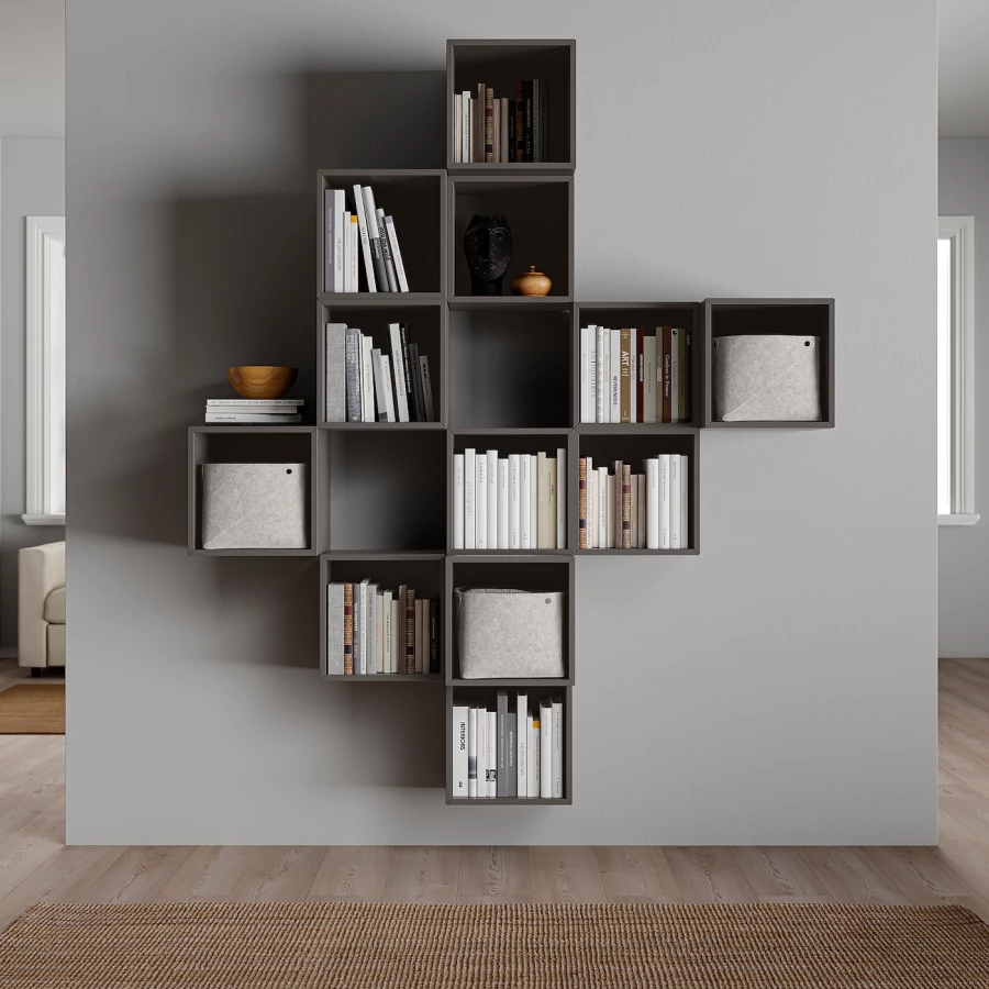 Комбинация навесных шкафов - IKEA EKET, 175x35x210 см, темно-серый, ЭКЕТ ИКЕА (изображение №2)