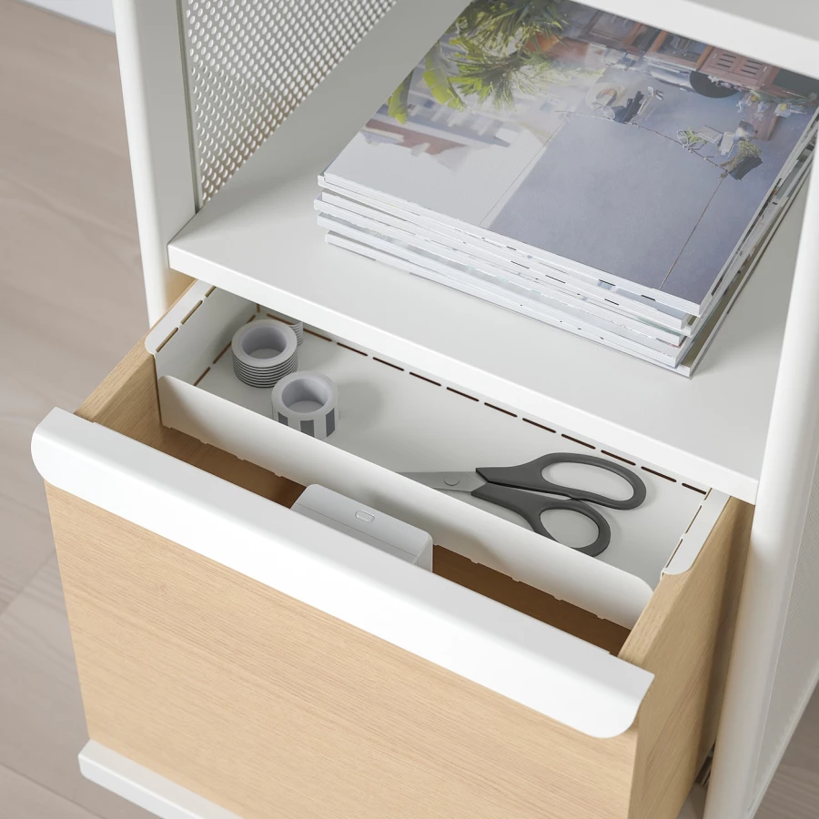 Офисный шкаф с умным замком - IKEA BEKANT, 41х101см, белый/под беленый дуб, ИКЕА БЕКАНТ (изображение №4)
