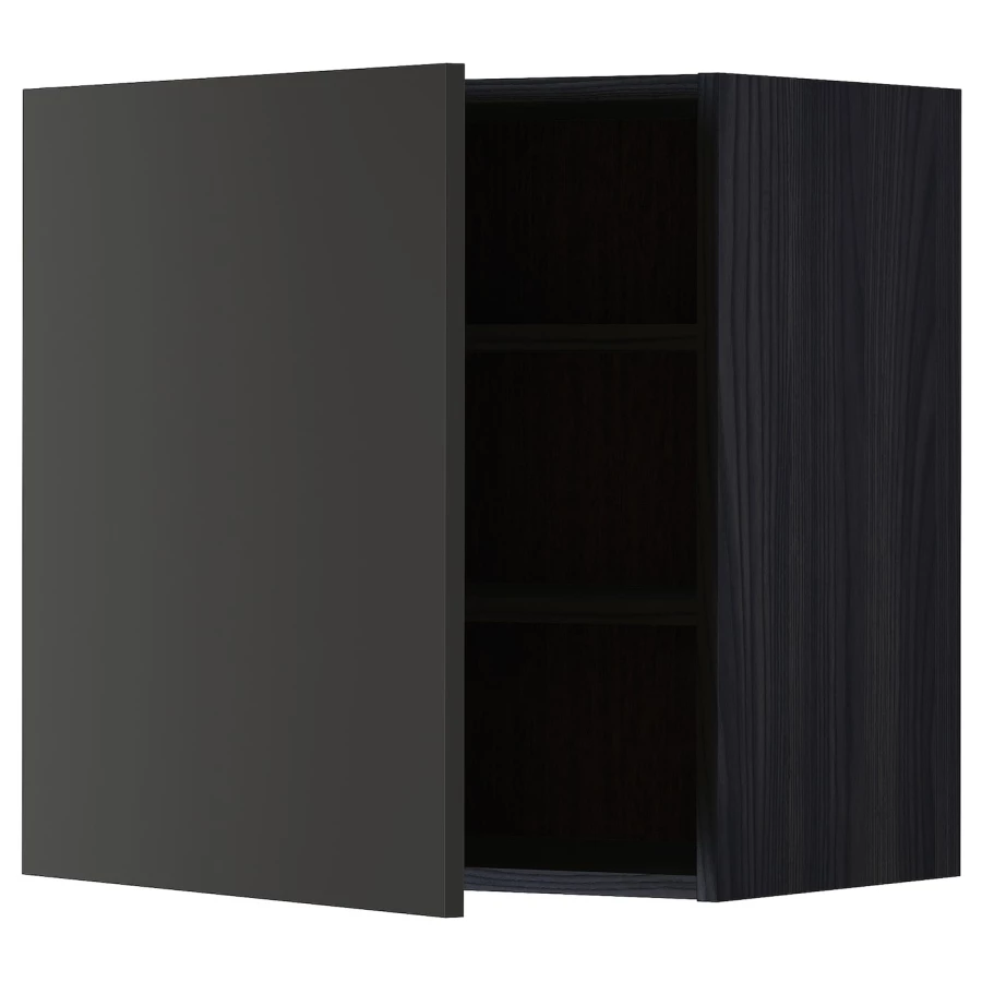 Навесной шкаф с полкой - METOD IKEA/ МЕТОД ИКЕА, 60х60 см, черный (изображение №1)