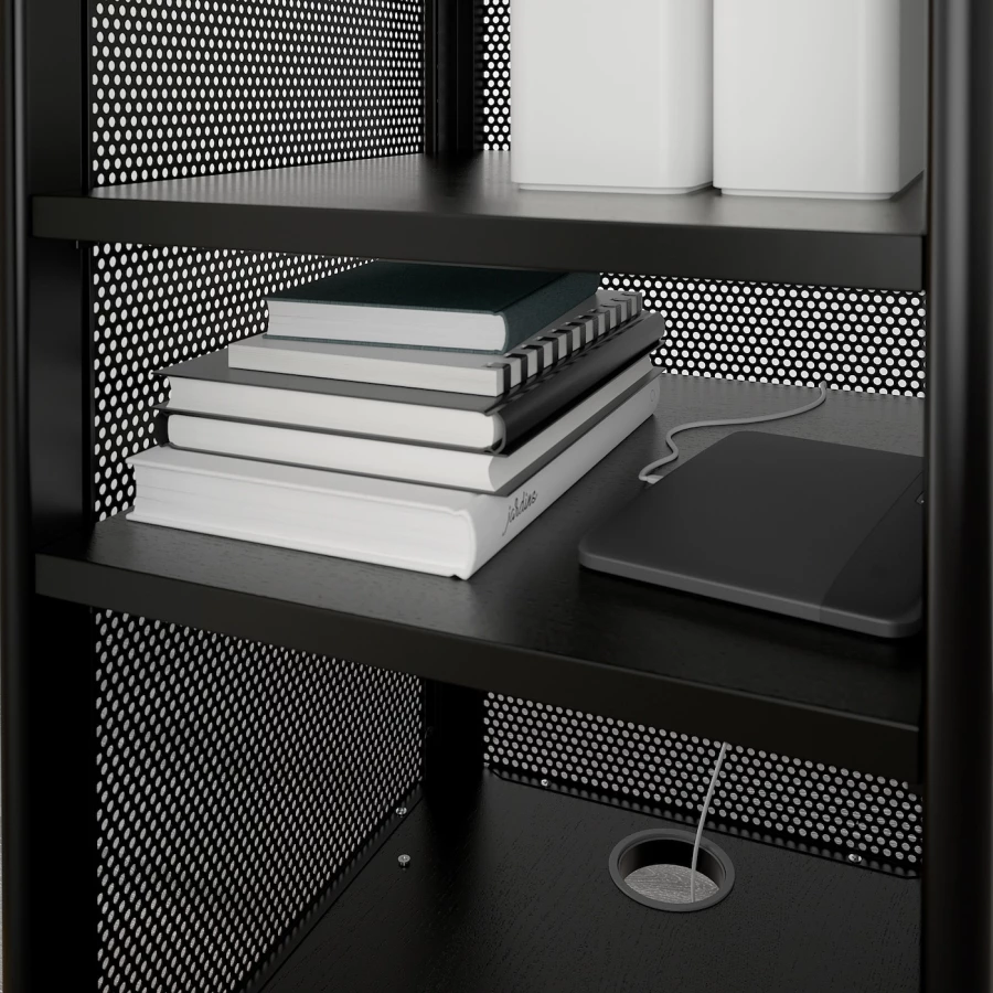 Офисный шкаф с умным замком - IKEA BEKANT, 41х101см, черный/под беленый дуб, БЕКАНТ ИКЕА (изображение №6)