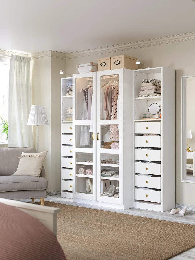 Дверь с петлями - TYSSEDAL  IKEA/  ТИССЕДАЛЬ ИКЕА, 195х50 см,  прозрачный/белый (изображение №2)