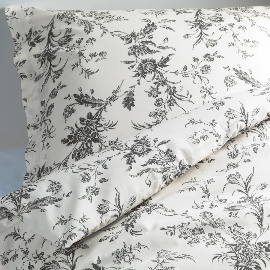 Пододеяльников с цветочным узором - ALVINE KVIST  IKEA/ АЛВИНЕ КВИСТ ИКАЕ,  200/50x60 см, белый (изображение №4)