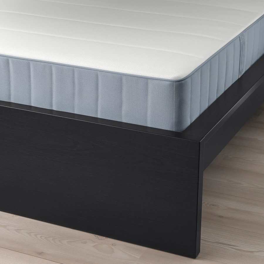 Кровать - IKEA MALM, 200х160 см, жесткий матрас, черный, МАЛЬМ ИКЕА (изображение №4)