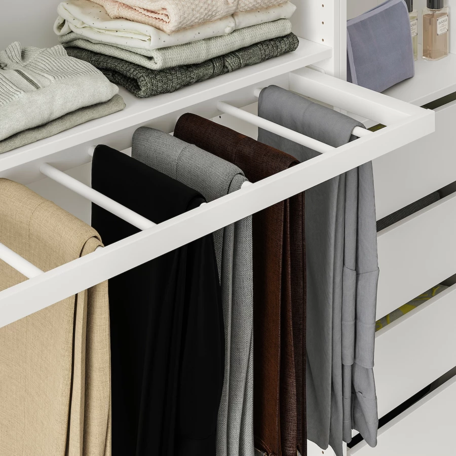 Выдвижная вешалка для брюк - IKEA KOMPLEMENT/КОМПЛИМЕНТ ИКЕА, 100x35 см, белый (изображение №2)