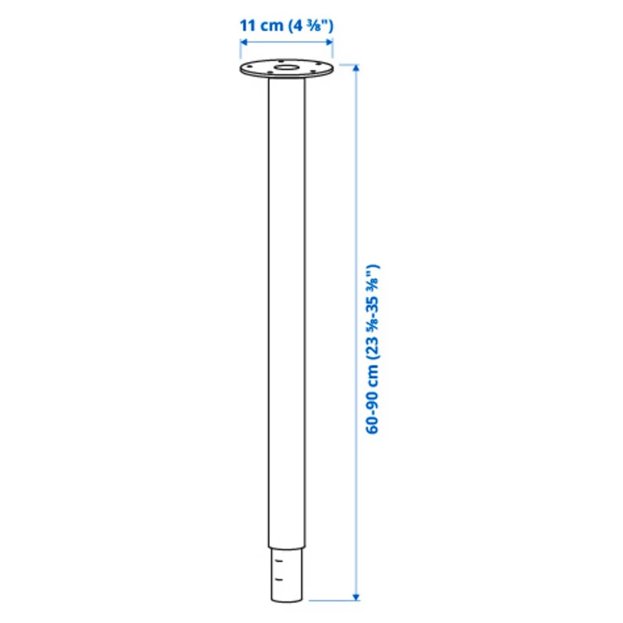 Ножка для стола - IKEA OLOV, 60-90 см, белый, ОЛОВ ИКЕА (изображение №6)