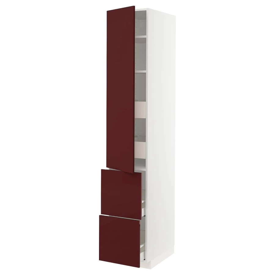 Модульный шкаф - METOD / MAXIMERA IKEA/ МЕТОД / МАКСИМЕРА ИКЕА, 228х40 см, красный/белый (изображение №1)
