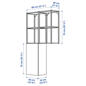 Комбинация для ванной - IKEA ENHET, 80х32х150 см, серый/антрацит, ЭНХЕТ ИКЕА