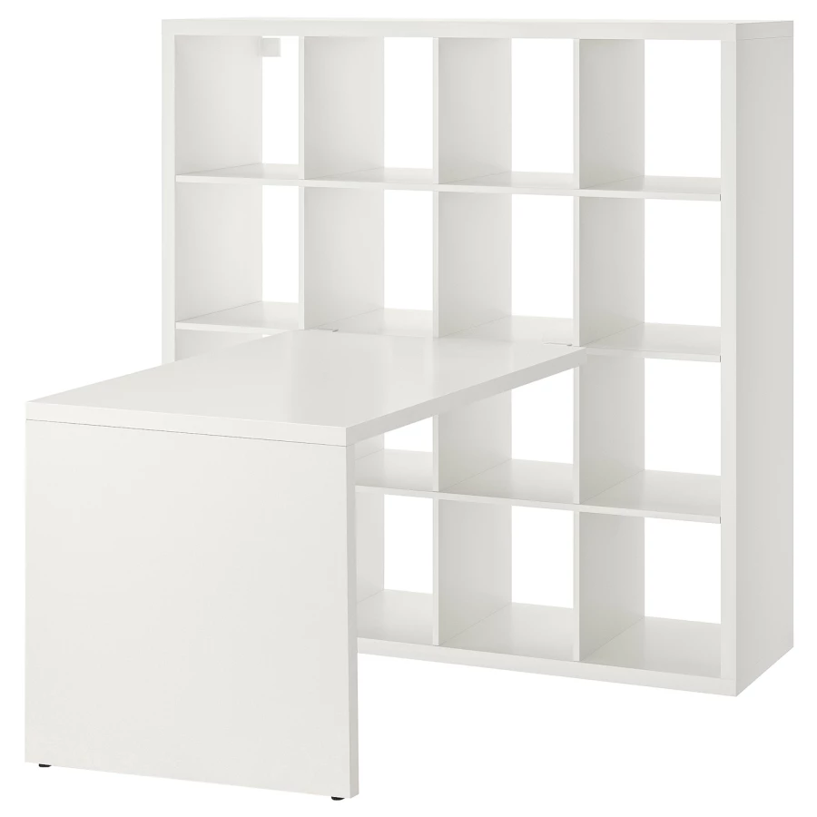Письменный стол и стеллаж - IKEA KALLAX, 147x154x147 см, белый, КАЛЛАКС ИКЕА (изображение №1)