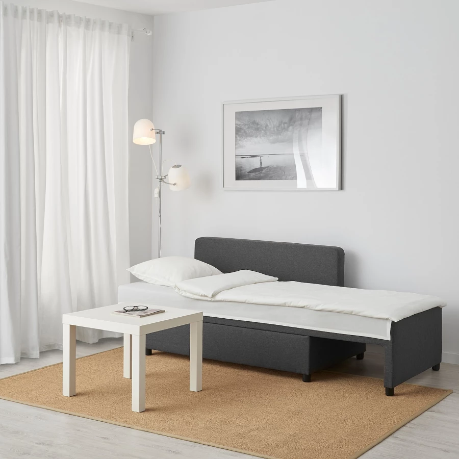 Кушетка/диван-кровать - IKEA BYGGET/БЮГГЕТ ИКЕА, 69х149х91 см, черный (изображение №3)