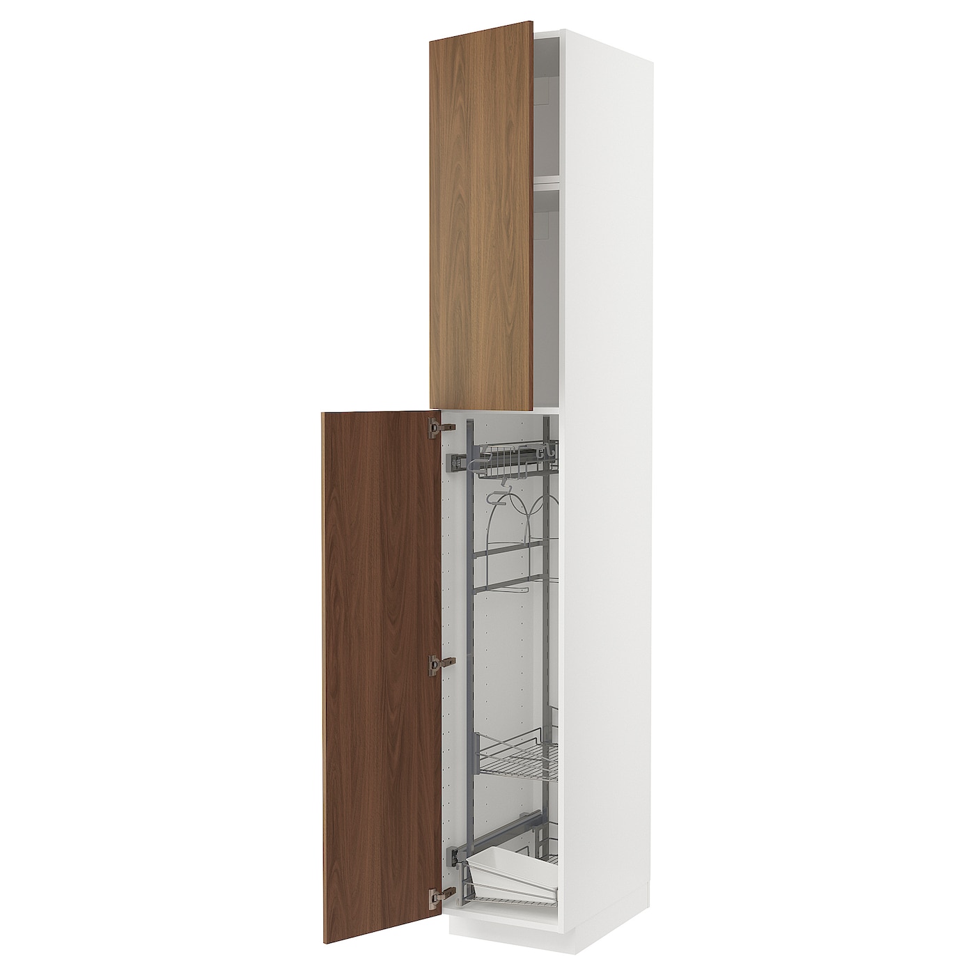 Высокий кухонный шкаф/бытовой - IKEA METOD/МЕТОД ИКЕА, 240х60х40 см, белый/коричневый