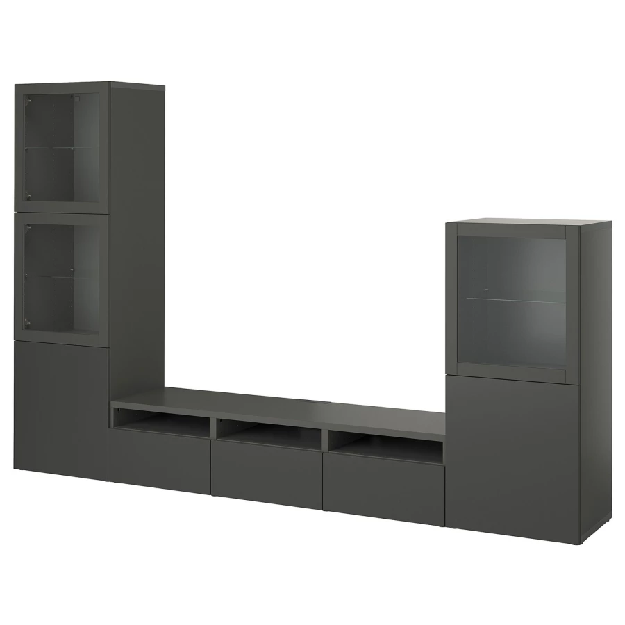 Комбинация для хранения ТВ - IKEA BESTÅ/BESTA, 193x42x300см, темно-серый, БЕСТО ИКЕА (изображение №1)