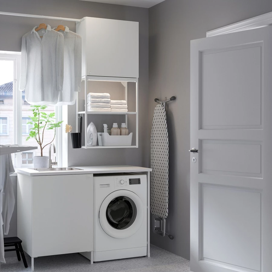 Комбинация шкафа для постирочной и ванной комнаты -  ENHET  IKEA/ ЭНХЕТ ИКЕА, 139x63,5x87,5 см, белый (изображение №5)