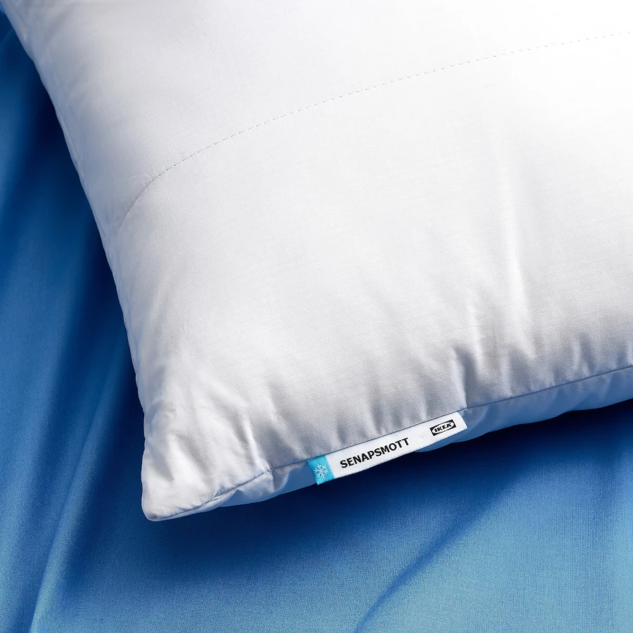 Подушка высокая с охлаждающей тканью - IKEA SENAPSMOTT, 50х60 см, белый, ИКЕА СЕНАПСМОТ (изображение №2)