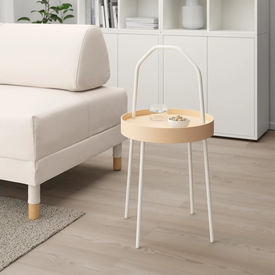 Приставной столик - IKEA BURVIK/БУРВИК ИКЕА, 45/78х38 см, бежевый (изображение №2)