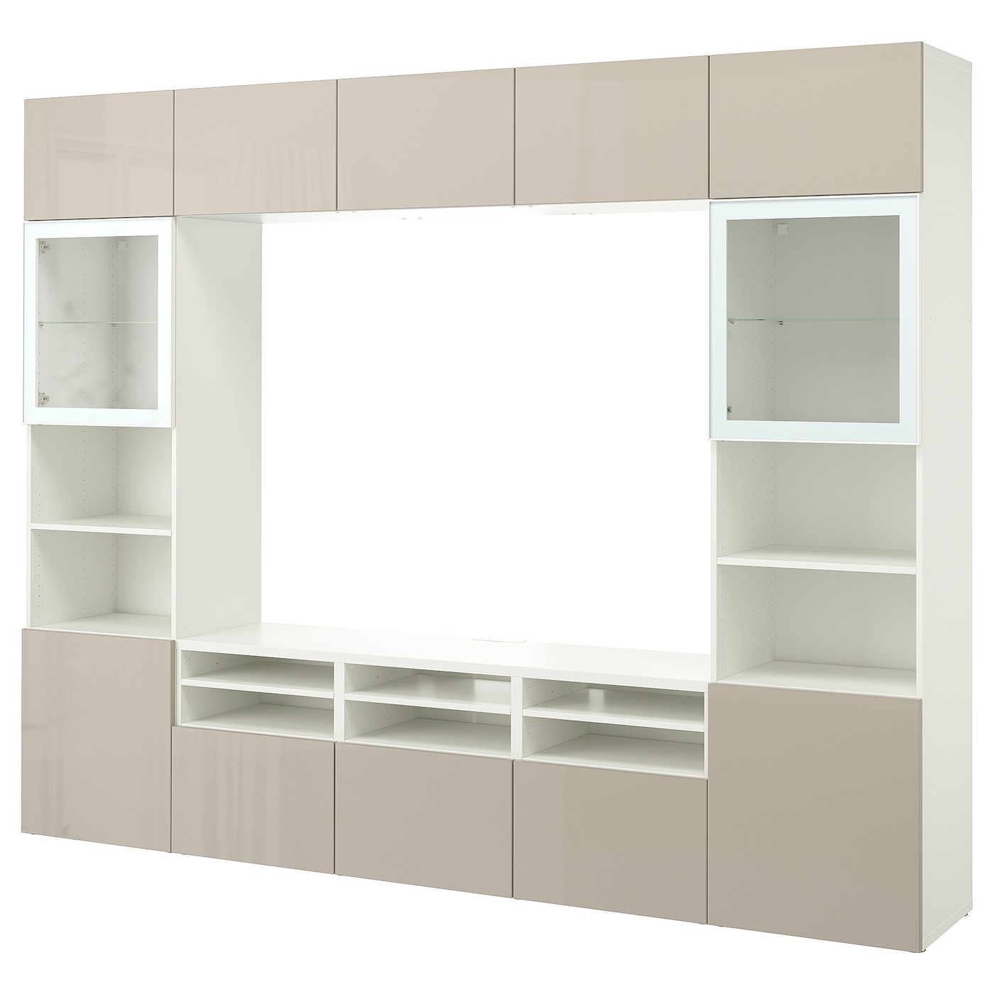Комплект мебели д/гостиной  - IKEA BESTÅ/BESTA, 231x42x300 см, белый/светло-коричневый, БЕСТО ИКЕА
