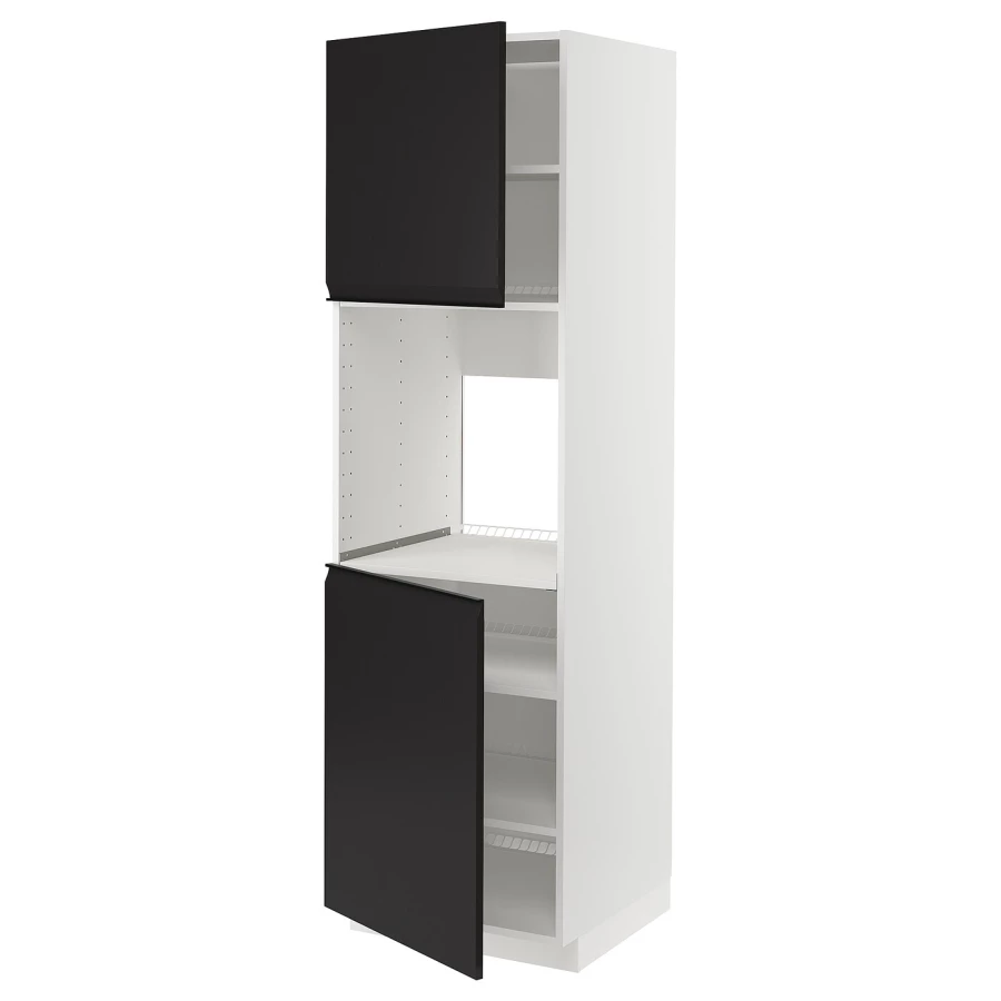 Кухонный шкаф-пенал - IKEA METOD/МЕТОД ИКЕА, 200х60х60 см, белый/черный (изображение №1)
