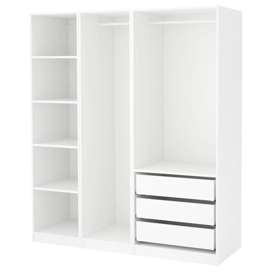 Гардероб - IKEA PAX, 175x58x201 см, белый ПАКС ИКЕА (изображение №1)
