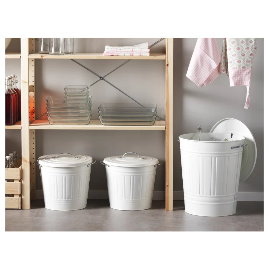 Корзина для мусора - IKEA KNODD, 16л, белый, КНОДД ИКЕА (изображение №3)