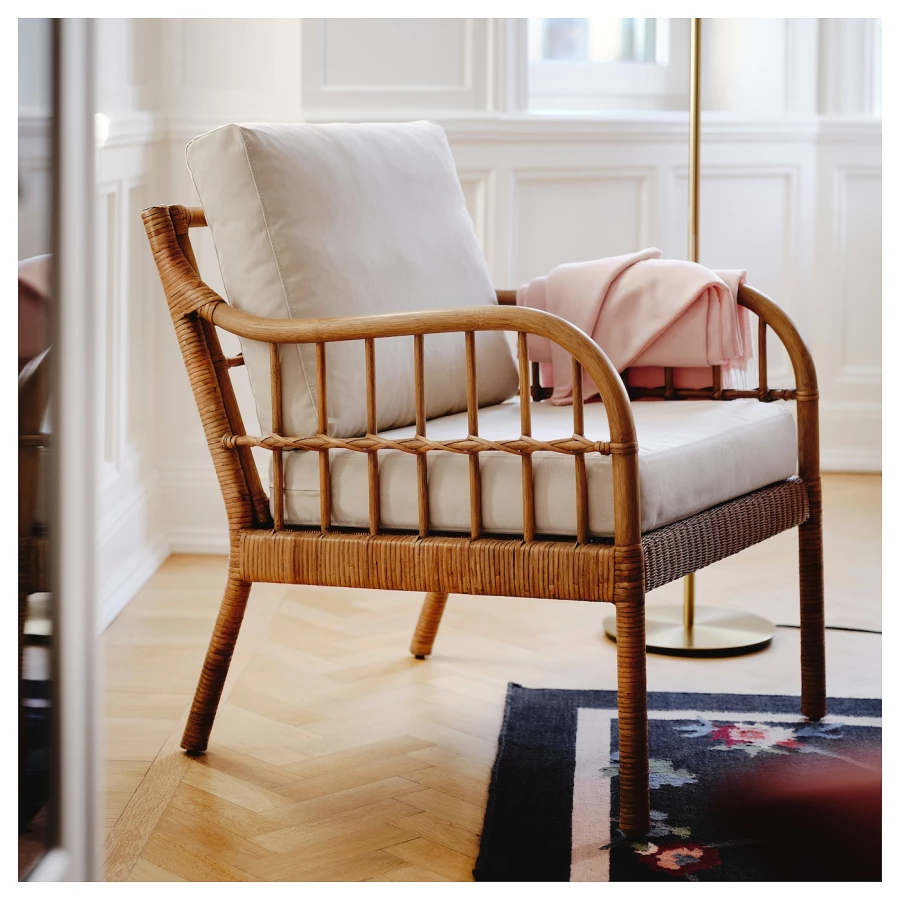 Кресло садовое - IKEA HOLMSTA, 73x57x55см, коричневый/светло-коричневый, ХОЛЬМСТА ИКЕА (изображение №4)