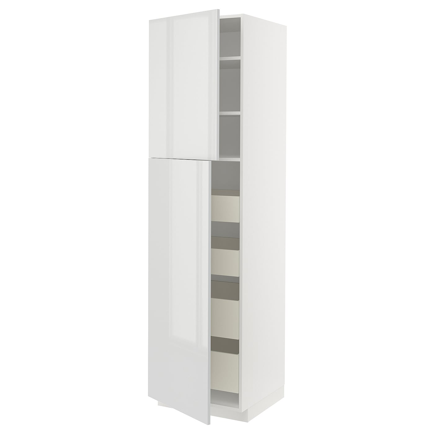 Высокий шкаф - IKEA METOD/MAXIMERA/МЕТОД/МАКСИМЕРА ИКЕА, 60х60х220 см, белый глянцевый