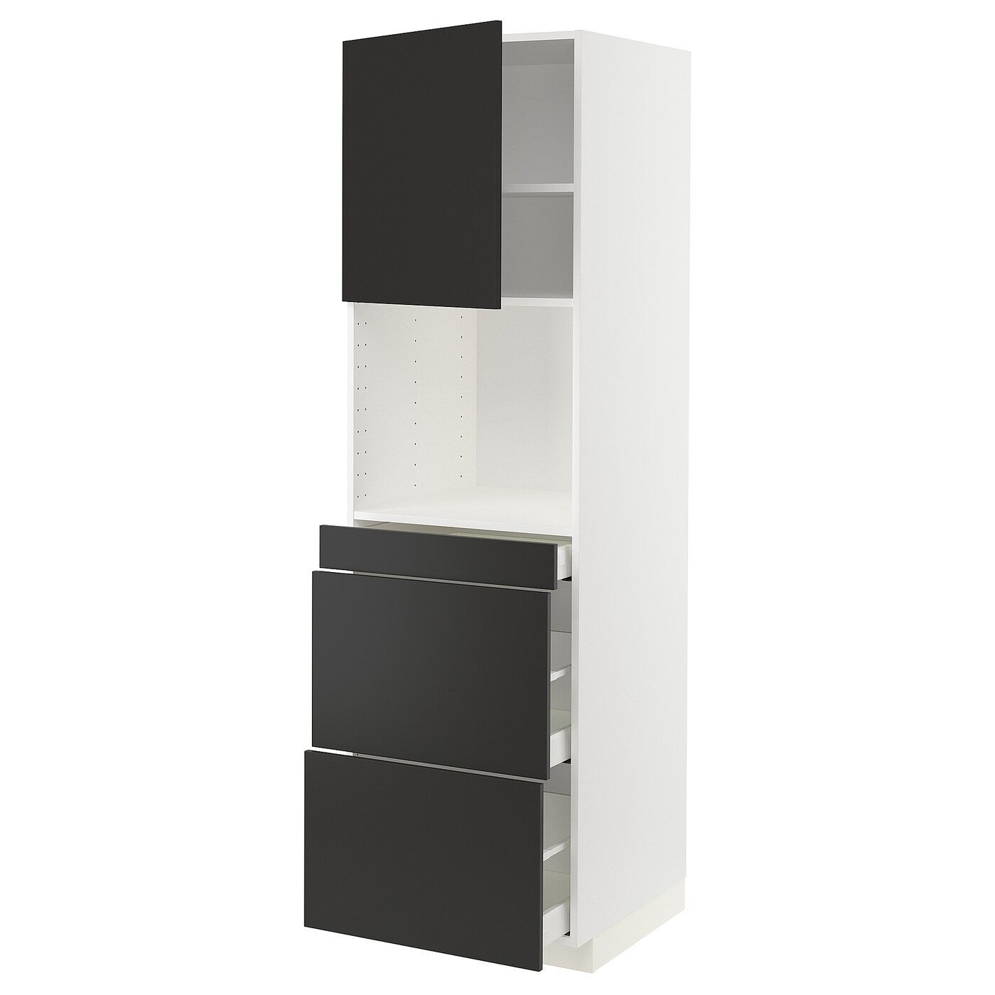 Модульный шкаф - METOD / MAXIMERA IKEA/ МЕТОД/МАКСИМЕРА  ИКЕА, 208х60 см, белый/черный
