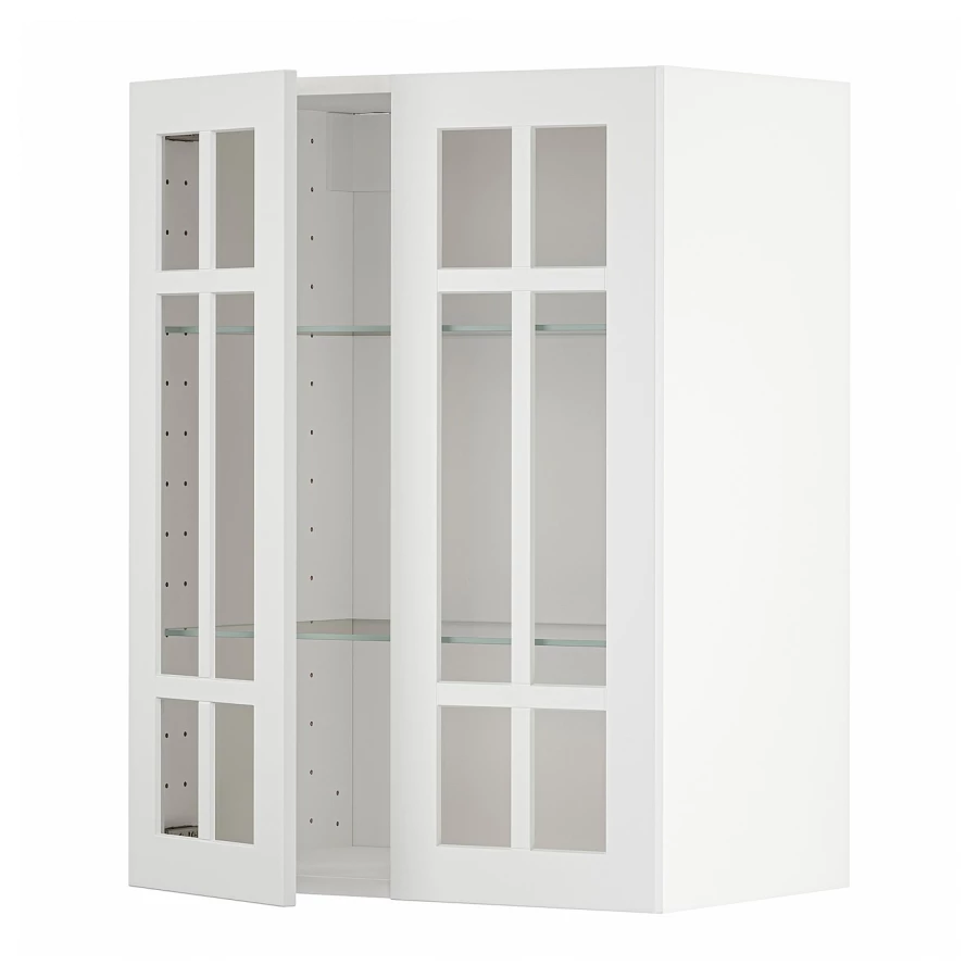 Шкаф и 2 стеклянные двери -  METOD IKEA/ МЕТОД ИКЕА, 60х80 см, белый/светло-серый (изображение №1)