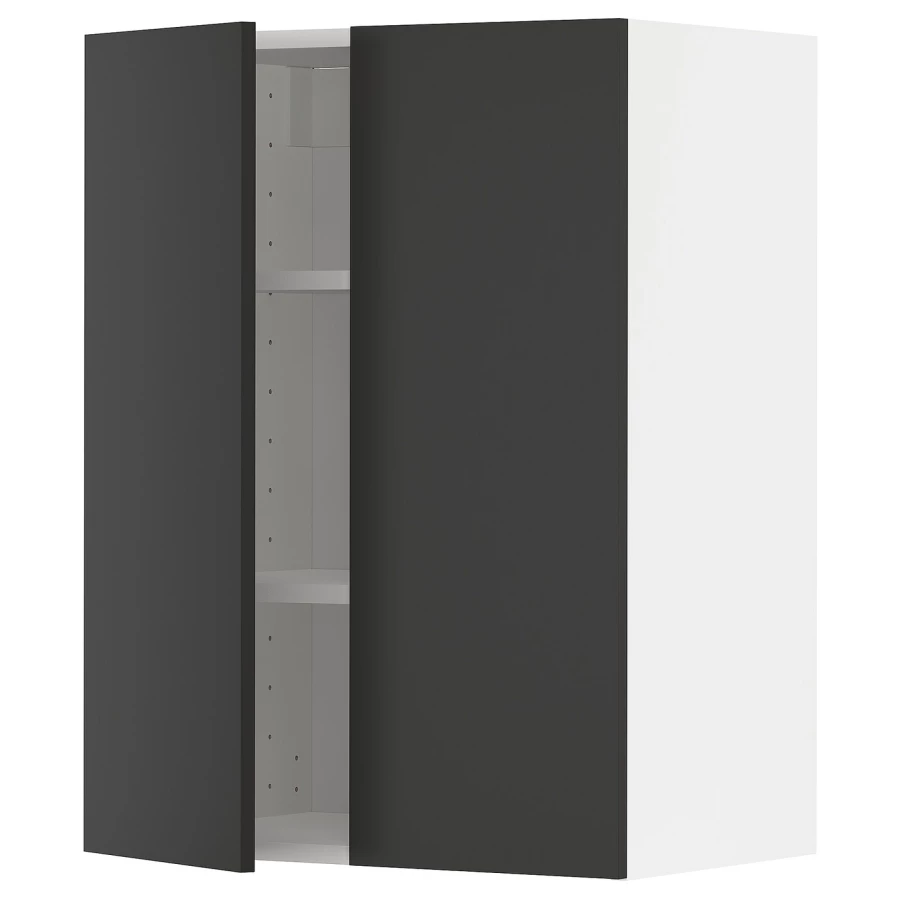 Навесной шкаф с полкой - METOD IKEA/ МЕТОД ИКЕА, 80х60 см,  белый/черный (изображение №1)