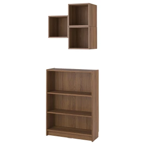 Комбинация: стеллаж и полка - IKEA BILLY/EKET, 80х28х106 см, 35х25х35 см, коричневый, БИЛЛИ/ЭКЕТ ИКЕА