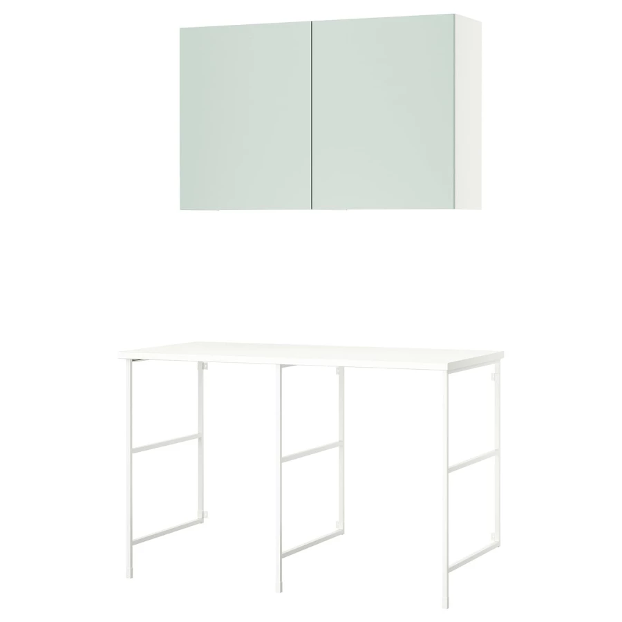 Комбинация для ванной - IKEA ENHET, 136х63.5х90.5 см, белый/светло-зеленый, ЭНХЕТ ИКЕА (изображение №1)